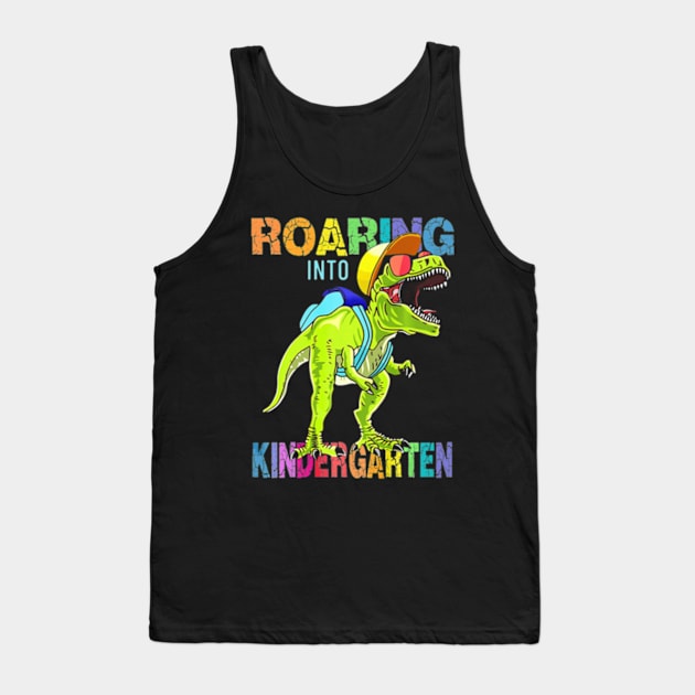 Family Roaring Into Kindergarten T-Rex Back To School Gift Premium Tank Top by AstridLdenOs